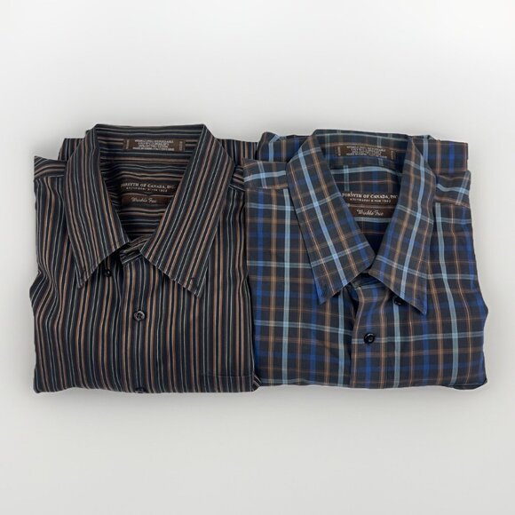 Lot of x2 Forsyth of Canada Dress Shirts Wrinkle Free Lined / Plaid Men Sz 2XL - Picture 1 of 16